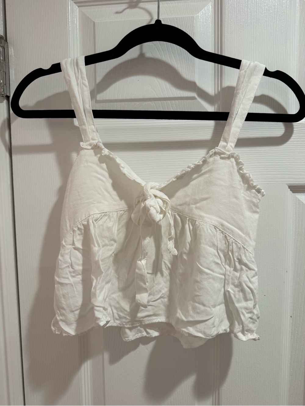 America Eagle Women's White Tie-Front Sleeveless Crop Top w/ adjustable straps